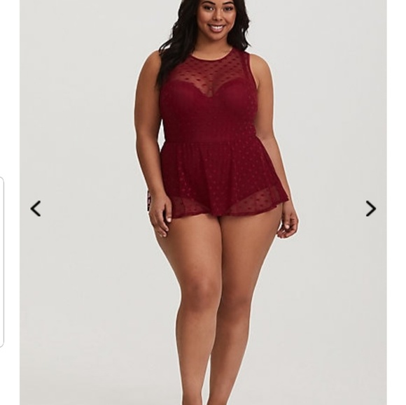*SOLD*New 6x Torrid Polka Dot Mesh Peplum Swimsuit - Picture 2 of 8